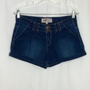 Jolt Indigo Blue Pleated Front Denim Jean Shorts Size 5